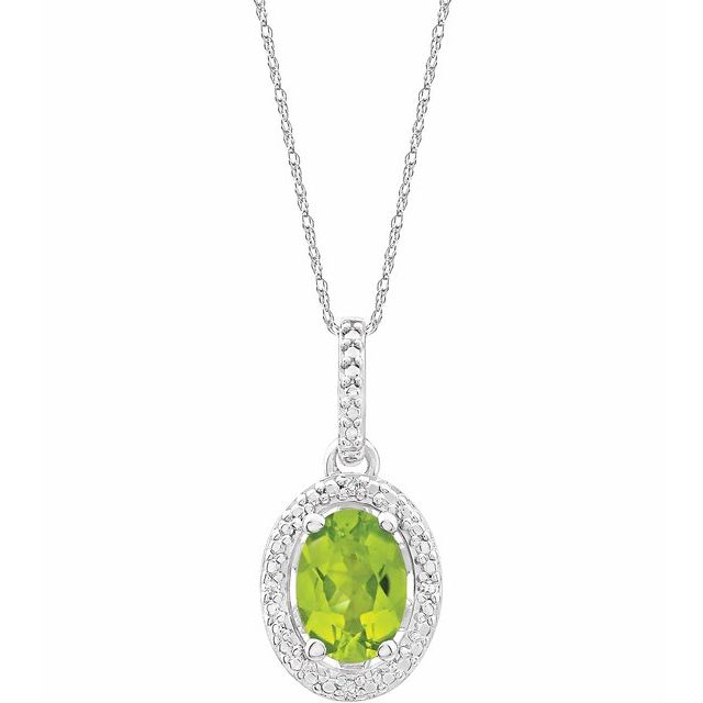 Sterling Silver Peridot & .01 CTW Diamond 18" Necklace 1