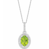 Sterling Silver Peridot & .01 CTW Diamond 18" Necklace 1