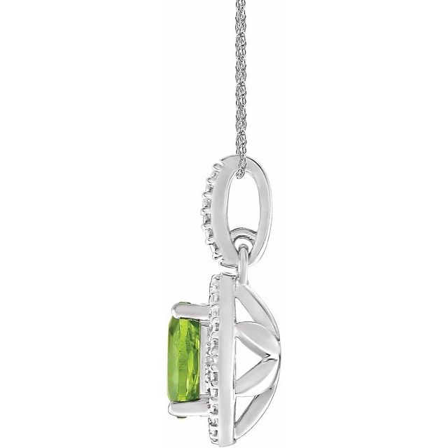 Sterling Silver Peridot & .01 CTW Diamond 18" Necklace 2