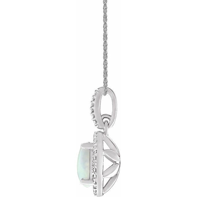 Sterling Silver Lab-Grown Opal & .01 CTW Diamond 18" Necklace 2