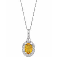 Sterling Silver Citrine & .01 CTW Diamond 18" Necklace 1