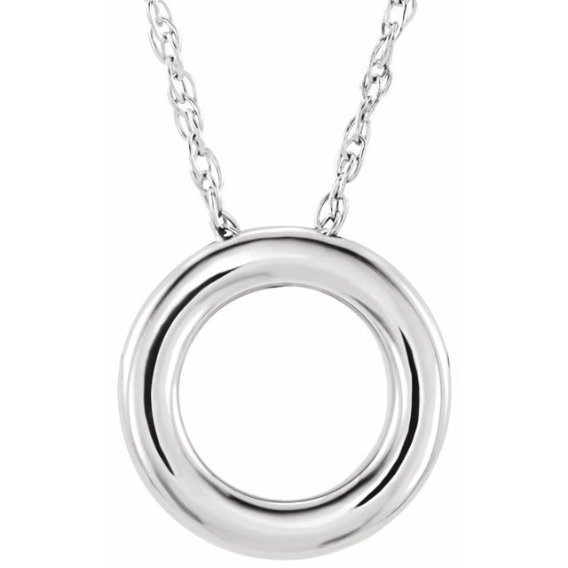 14K White 13 mm Circle 18" Necklace 1