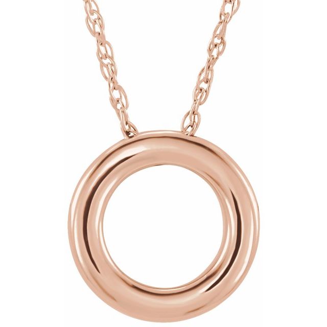 14K Rose 13 mm Circle 18" Necklace 1