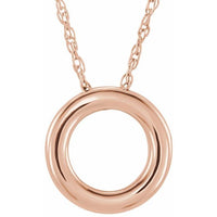 14K Rose 13 mm Circle 18" Necklace 1