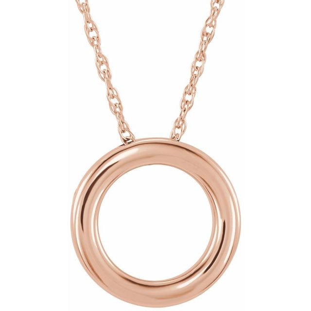 14K Rose 15 mm Circle 18" Necklace 1