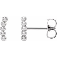 Sterling Silver 8.3x1.9 mm Curved Beaded Earrings 1