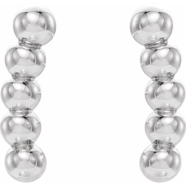 Sterling Silver 8.3x1.9 mm Curved Beaded Earrings 2