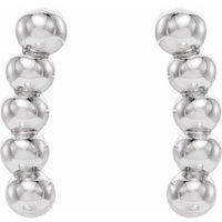 Sterling Silver 8.3x1.9 mm Curved Beaded Earrings 2
