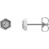 14K White 1/8 CTW Diamond Hexagon Stud Earrings 1