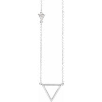 14K White .05 CTW Diamond Triangle 16-18" Necklace 1