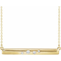 14K Yellow 1/10 CTW Diamond Bar 16-18" Necklace 1