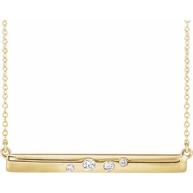 14K Yellow 1/10 CTW Diamond Bar 16-18" Necklace 1