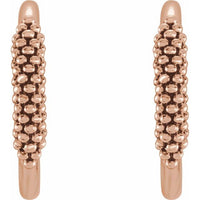 14K Rose 15.1 mm Beaded Hoop Earrings 2