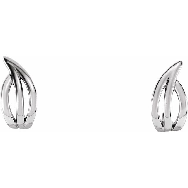 Sterling Silver Freeform J-Hoop Earrings 2