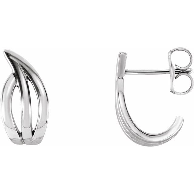 Sterling Silver Freeform J-Hoop Earrings 1