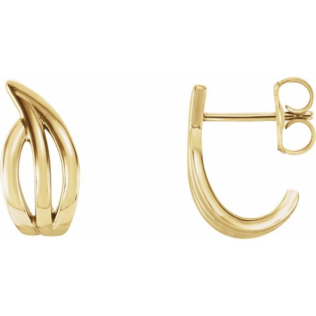 14K Yellow Freeform J-Hoop Earrings 1