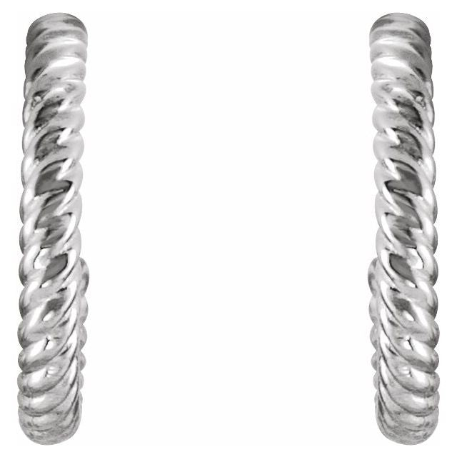 Sterling Silver 12 mm Rope Hoop Earrings 2