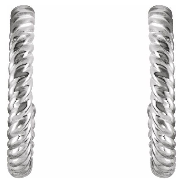 Sterling Silver 12 mm Rope Hoop Earrings 2