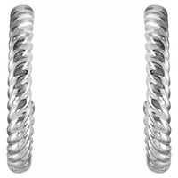 Sterling Silver 12 mm Rope Hoop Earrings 2