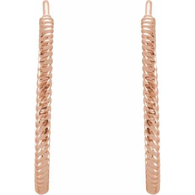 14K Rose 21 mm Rope Hoop Earrings 3