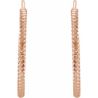 14K Rose 21 mm Rope Hoop Earrings 3