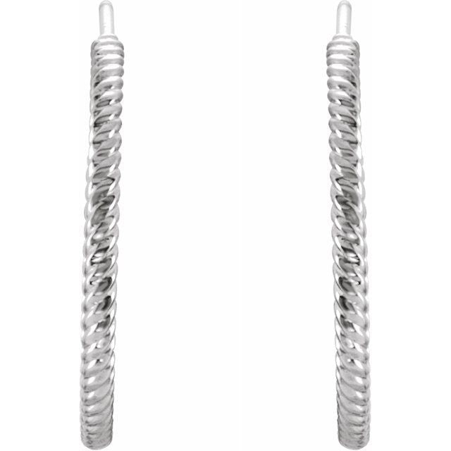 Sterling Silver 21 mm Rope Hoop Earrings 2