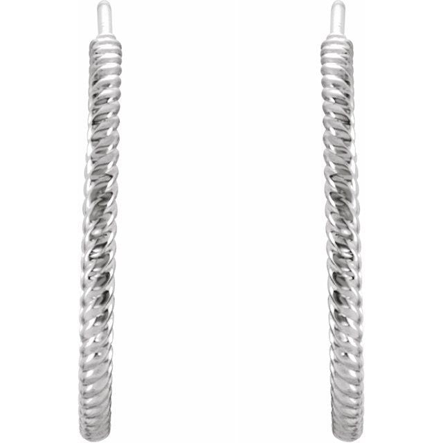 14K White 21 mm Rope Hoop Earrings 3