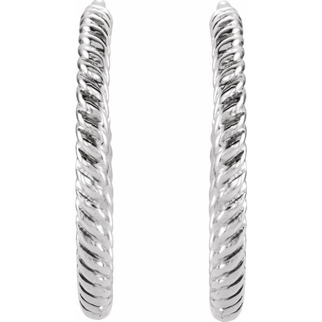 Sterling Silver 17 mm Rope Hoop Earrings 2