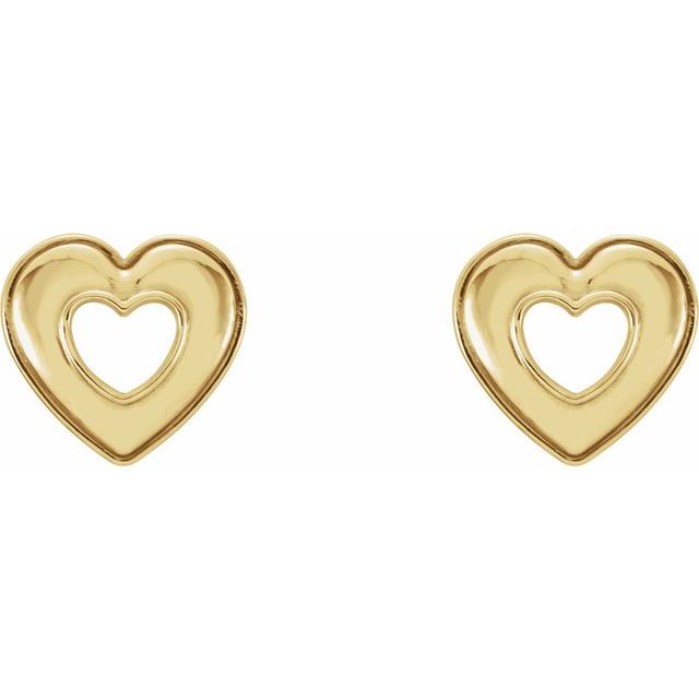 14K Yellow Heart Earrings 4