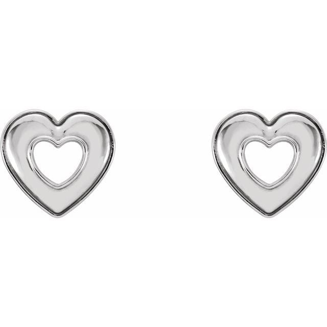 14K White Heart Earrings 4