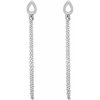 14K White Leaf Chain Earrings 2
