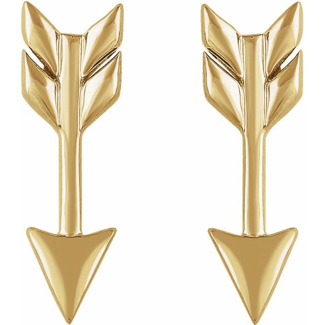 14K Yellow Arrow Earrings 2