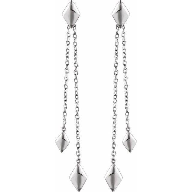 14K White Chain Earrings 2