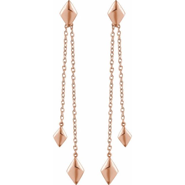 14K Rose Chain Earrings 2