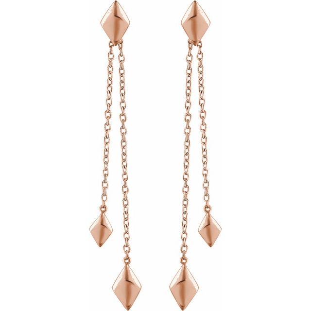 14K Rose Chain Earrings 2