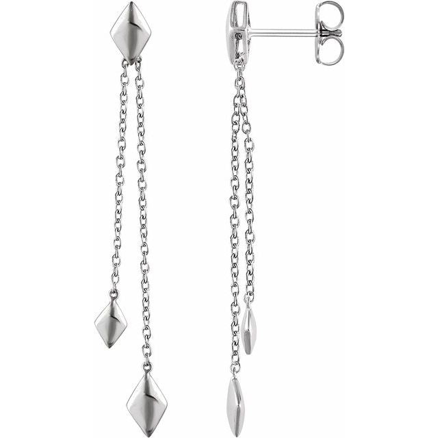 14K White Chain Earrings 1