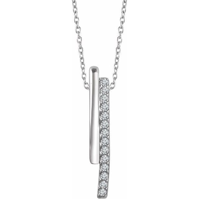 14K White 1/5 CTW Diamond 16-18" Bar Necklace 1