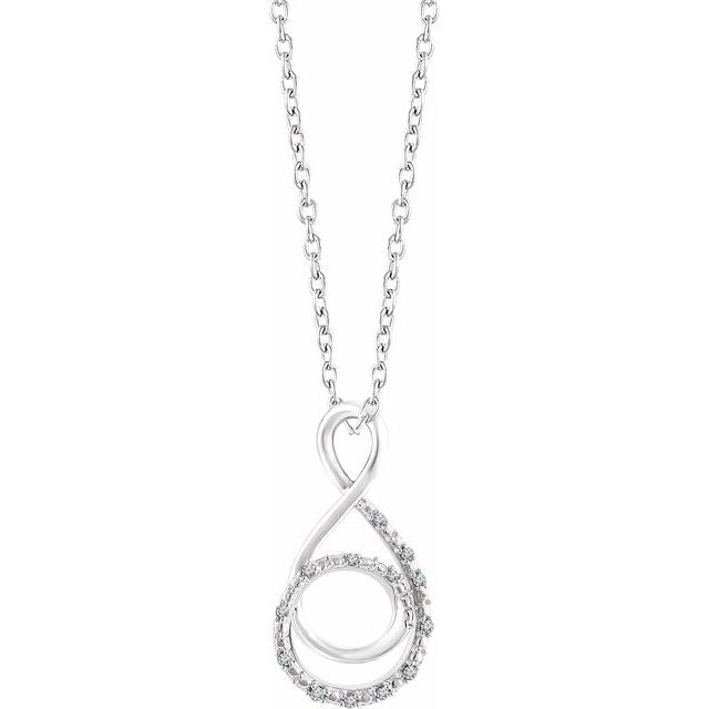 Sterling Silver .05 CTW Diamond Freeform 16-18" Necklace 1