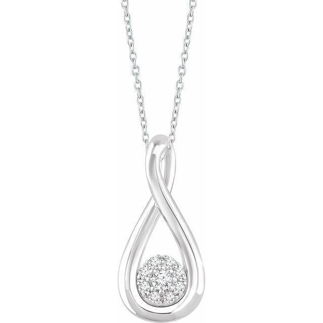 Sterling Silver  1/10 CTW Diamond Freeform 16-18" Necklace 1