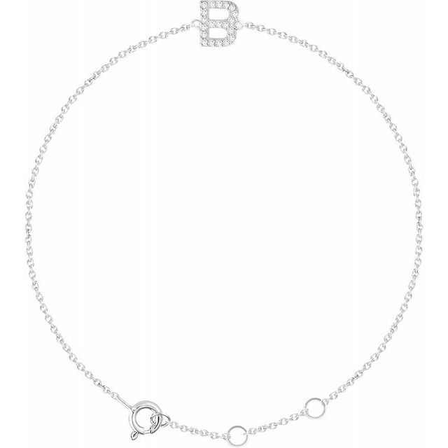 14K White .07 CTW Diamond Initial B 6-7" Bracelet 1