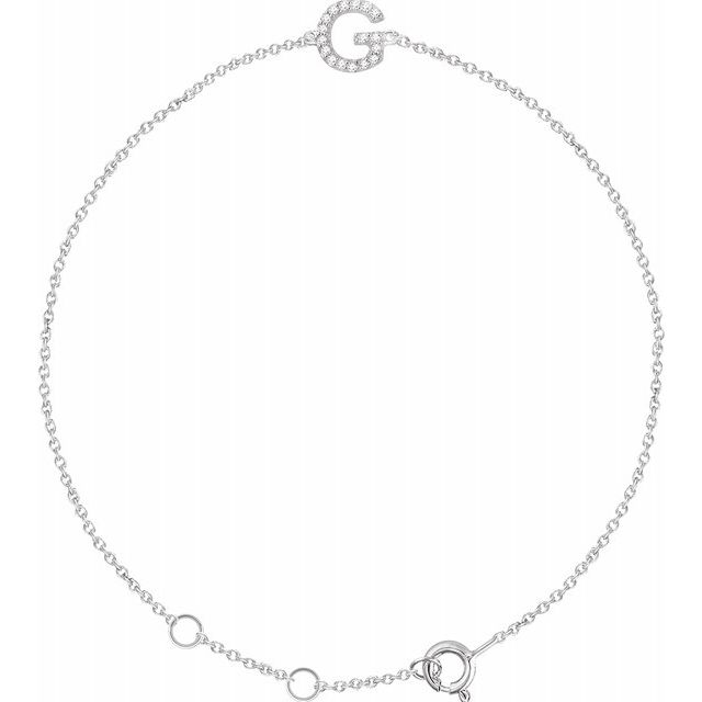 14K White .05 CTW Diamond Initial G 6-7" Bracelet 1