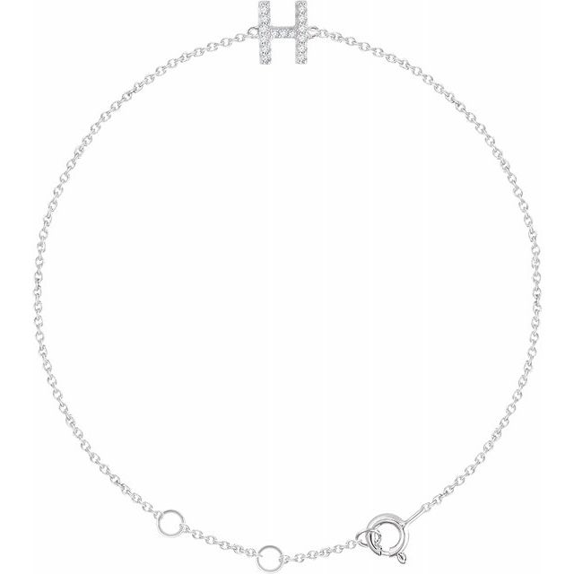 14K White .06 CTW Diamond Initial H 6-7" Bracelet 1