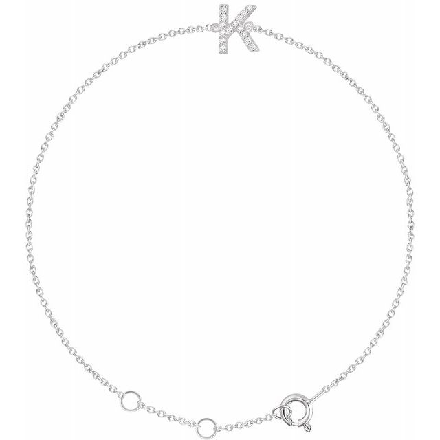 14K White .05 CTW Diamond Initial K 6-7" Bracelet 1