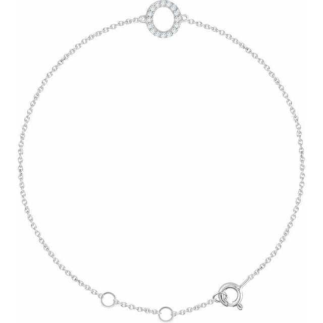 14K White .06 CTW Diamond Initial O 6-7" Bracelet 1