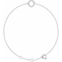 14K White .06 CTW Diamond Initial O 6-7" Bracelet 1