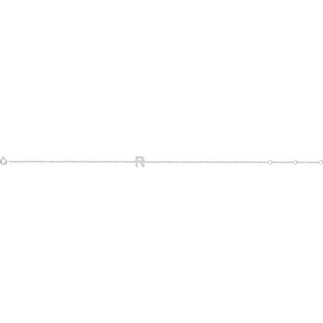 14K White .06 CTW Diamond Initial R 6-7" Bracelet 2