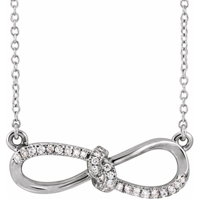 14K White 1/8 CTW Diamond Infinity-Inspired 18" Necklace 1