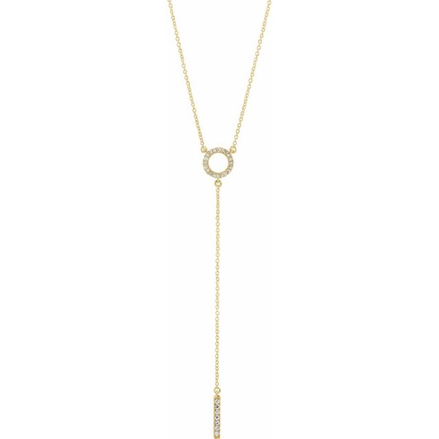 14K Yellow 1/6 CTW Diamond Circle 16-18" Bar Y Necklace 1