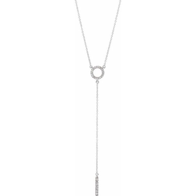 14K White 1/6 CTW Diamond Circle 16-18" Bar Y Necklace 1