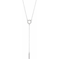 14K White 1/6 CTW Diamond Circle 16-18" Bar Y Necklace 1